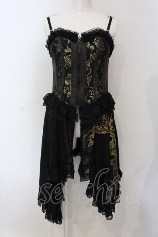 画像1: Qutie Frash / 編み上げキャミワンピ  ゴールド O-25-06-30-138-QU-OP-IG-ZT059 (1)