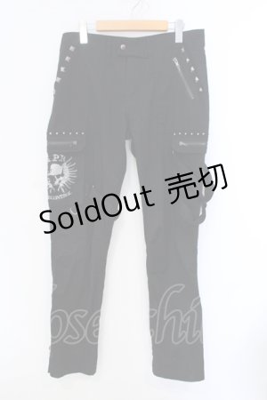 画像: SEX POT ReVeNGe / スカルプリントスタッズジップパンツ L ブラック O-25-07-05-004-SP-PA-IG-ZS