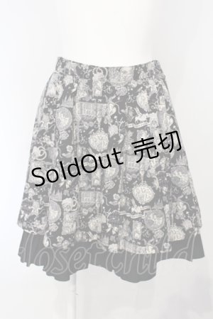 画像: PEACE NOW / キャットプリントバックティアードスカート  ブラック O-25-07-05-044-PU-SK-IG-ZS
