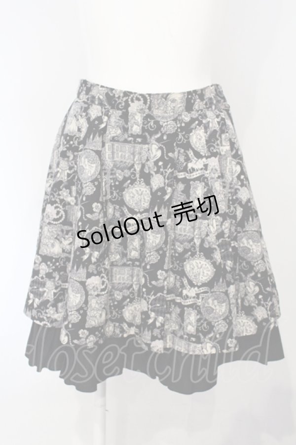 画像1: PEACE NOW / キャットプリントバックティアードスカート  ブラック O-25-07-05-044-PU-SK-IG-ZS (1)