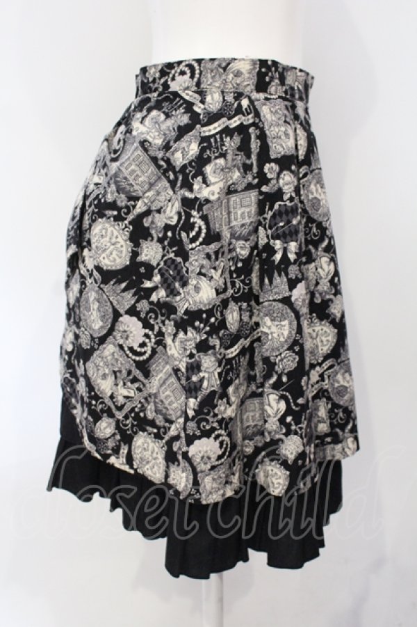 画像2: PEACE NOW / キャットプリントバックティアードスカート  ブラック O-25-07-05-044-PU-SK-IG-ZS (2)