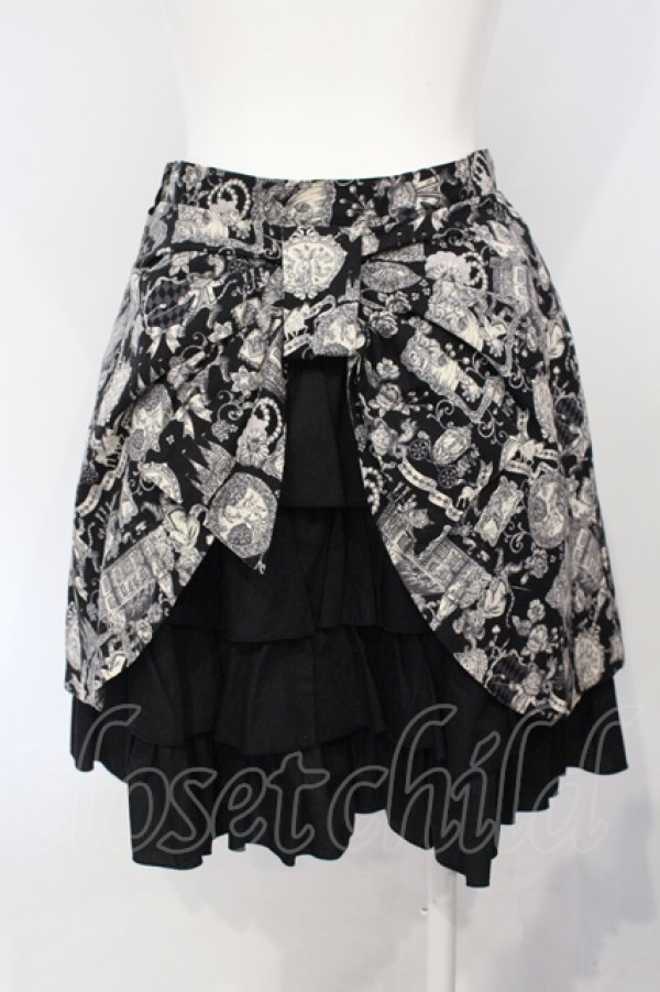 画像3: PEACE NOW / キャットプリントバックティアードスカート  ブラック O-25-07-05-044-PU-SK-IG-ZS (3)