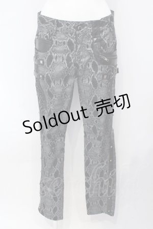 画像: SEX POT ReVeNGe / パイソンプリントジップパンツ M ブラック×シルバー O-25-07-05-007-SP-PA-IG-OS