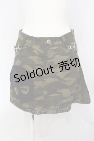 画像: PEACE NOW / カモフラージュラップ付きミニスカート  カーキグリーン O-25-07-05-049-PU-SK-IG-OS