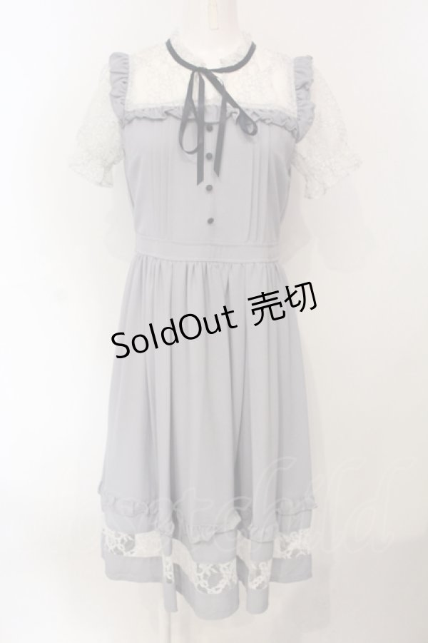 画像1: axes femme POETIQUE / レースビスチェ切り替えワンピ  グレー O-25-07-05-069-AX-OP-IG-OS (1)