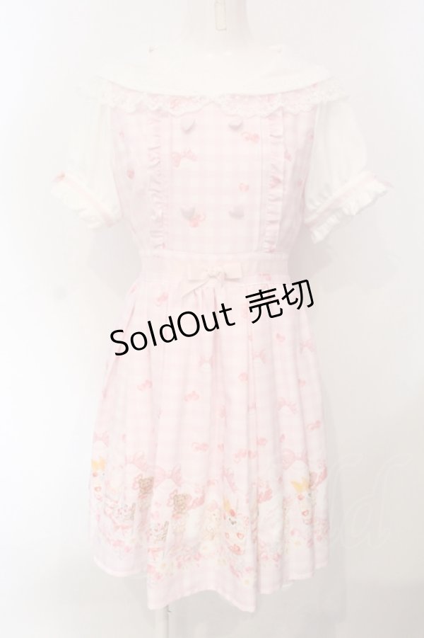 画像1: LIZ LISA / Sweet Bear Gelatoワンピース  ピンク×シロ O-25-07-05-070-LO-OP-IG-OS (1)