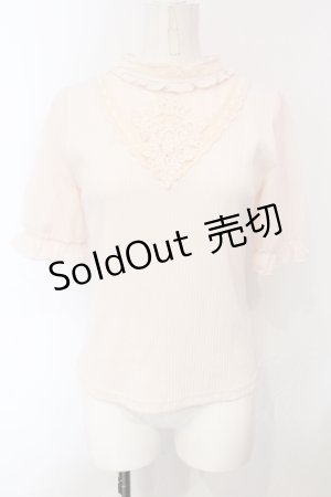 画像: axes femme / レース切替ニット  ピンク系 O-25-07-05-072-AX-TO-IG-OS