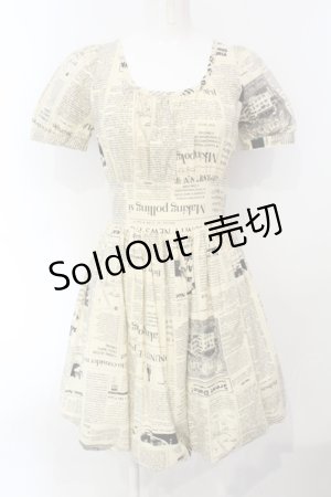 画像: pays des fees  / 新聞紙バルーンワンピース 9 アイボリー O-25-07-05-076-PU-OP-IG-OS