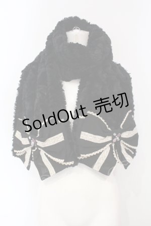 画像: axes femme / リボンファーマフラー 160×25cm クロ O-25-07-05-077-AX-ZA-IG-OS