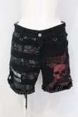 画像1: MAD / スカルptショートパンツ S ブラック×レッド O-25-07-05-002-PU-PA-OW-OS (1)