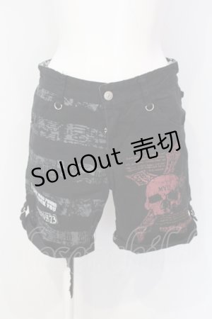 画像: MAD / スカルptショートパンツ S ブラック×レッド O-25-07-05-002-PU-PA-OW-OS