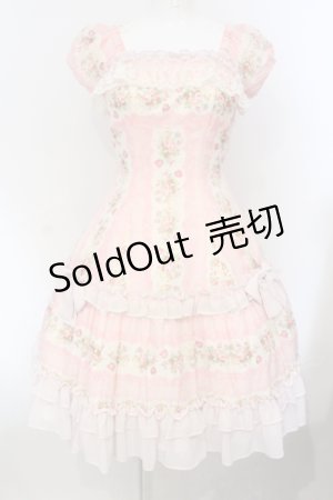 画像: Millefleurs / 薔薇ボーダープリントワンピース  ピンク O-25-07-05-015-EL-OP-IG-OS