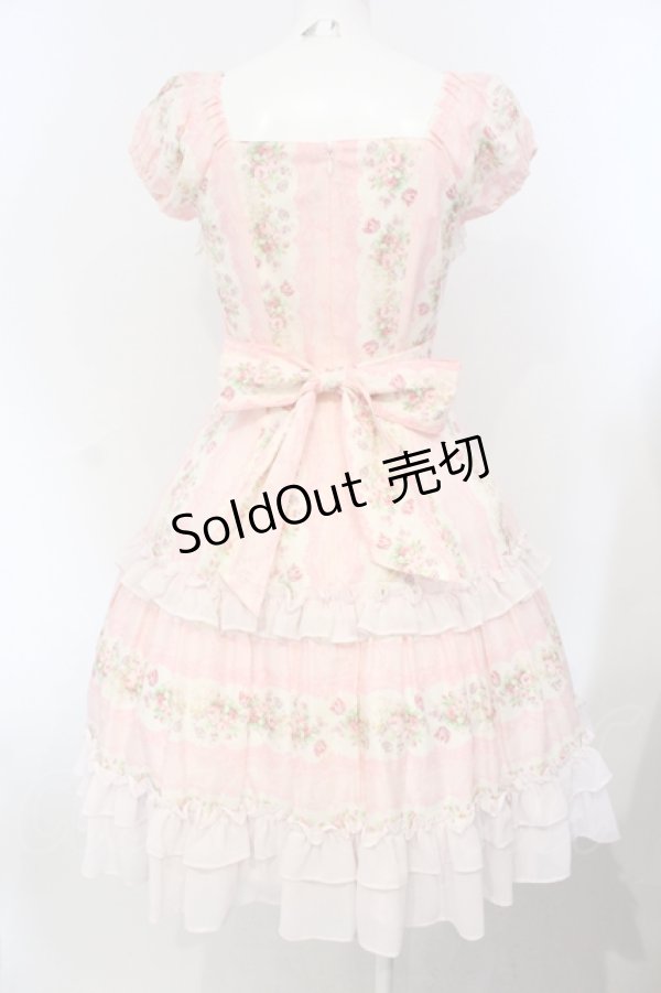 画像4: Millefleurs / 薔薇ボーダープリントワンピース  ピンク O-25-07-05-015-EL-OP-IG-OS (4)