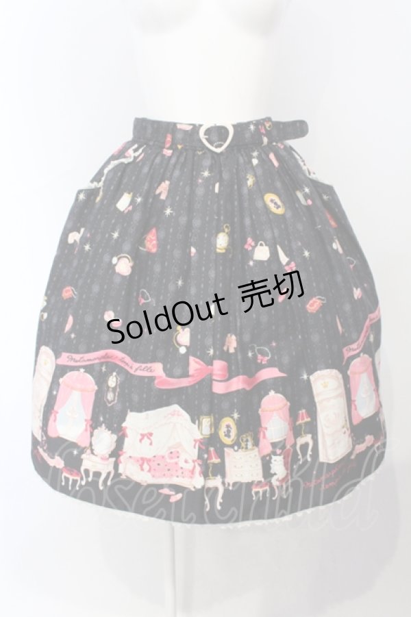 画像1: metamorphose / お部屋柄スカート（ミニ）  クロ O-25-07-05-016-ME-SK-IG-OS (1)