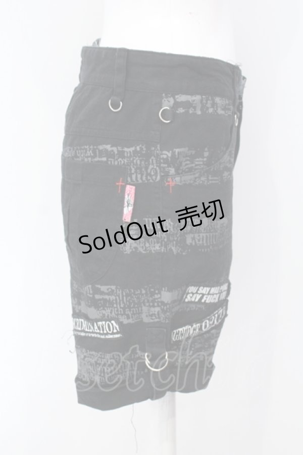 画像2: MAD / スカルptショートパンツ S ブラック×レッド O-25-07-05-002-PU-PA-OW-OS (2)