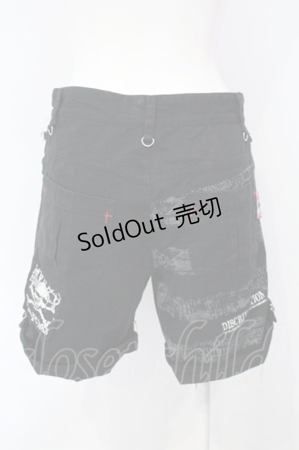 画像3: MAD / スカルptショートパンツ S ブラック×レッド O-25-07-05-002-PU-PA-OW-OS (3)