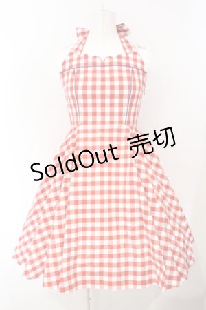画像: Belette / ギンガムスカラップジャンパースカート  アカ O-25-07-05-023-LO-OP-OW-ZT508
