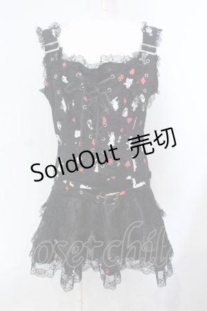 画像: Drug Honey / アリス総柄ワンピース  ブラック O-25-07-07-033-PU-OP-OW-OS