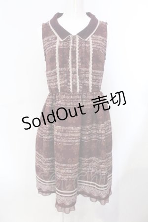 画像: axes femme / 音符柄シフォンワンピース M ワイン O-25-07-07-034-AX-OP-OW-OS