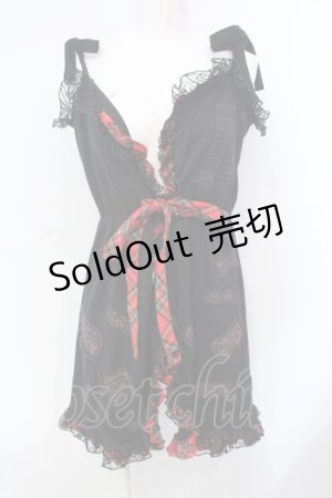 画像: PUNKその他 / パッチ配色ベビードール  ブラック×レッド O-25-07-07-038-PU-TO-OW-OS