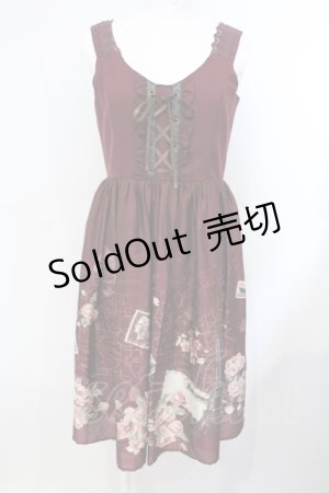 画像: axes femme / パリトラベル柄ワンピース M ワイン O-25-07-07-039-AX-OP-OW-OS