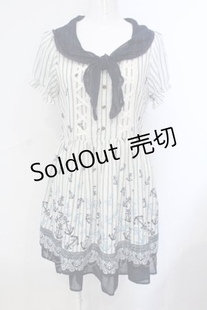 画像: axes femme / イカリ柄スカーフ風チュニック M ネイビー O-25-07-07-040-AX-OP-OW-OS