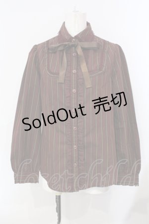 画像: axes femme / レジメンタルストライプ柄ブラウス L ワイン O-25-07-07-045-AX-BL-OW-OS