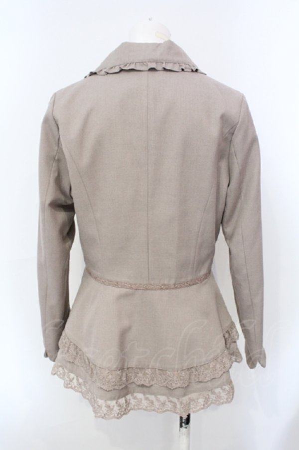 画像2: axes femme / レース配色フィッシュテールジャケット M グレージュ O-25-07-07-050-AX-JA-OW-ZT161 (2)