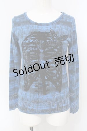 画像: ALGONQUINS / ボーンフロッキータイダイカットソー F ブルー×ブラック O-25-07-07-057-AL-TO-OW-OS