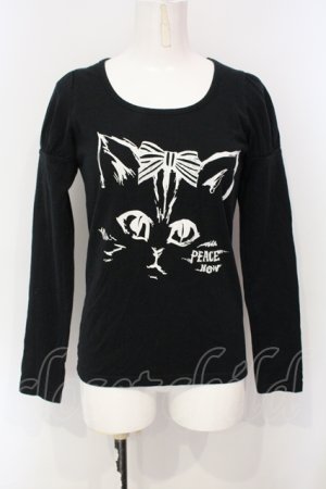 画像: PEACE NOW / キャットフェイスptカットソー M ブラック O-25-07-07-062-PU-TO-OW-OS