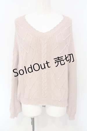 画像: axes femme POETIQUE / パール配色ニット M ピンク O-25-07-07-077-AX-TO-OW-ZT175