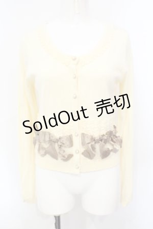 画像: axes femme / サテンリボンニットカーディガン M キナリ O-25-07-07-078-AX-TO-OW-OS
