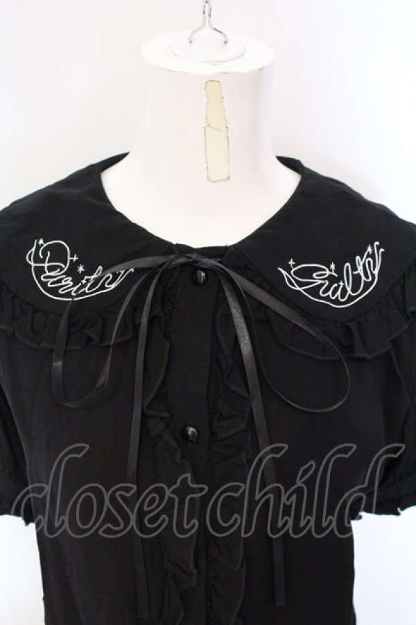 画像2: LISTEN FLAVOR / リボン付きセーラーブラウス F ブラック O-25-07-07-083-PU-BL-OW-ZT081 (2)