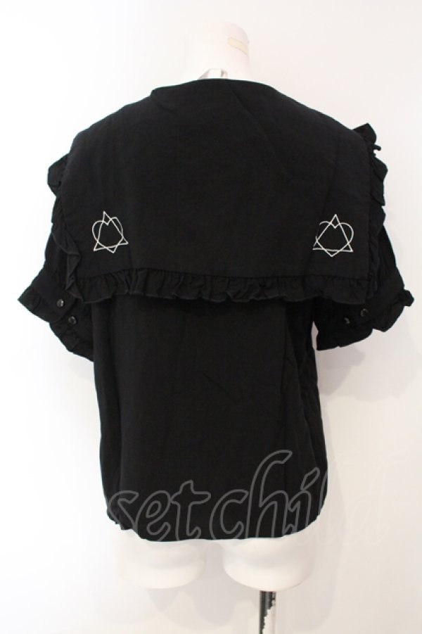 画像4: LISTEN FLAVOR / リボン付きセーラーブラウス F ブラック O-25-07-07-083-PU-BL-OW-ZT081 (4)