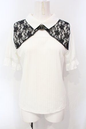 画像: axes femme / ベルト付リブトップス F シロ×クロ O-25-07-07-097-AX-TO-OW-OS