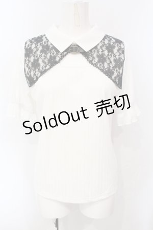 画像: axes femme / ベルト付リブトップス F シロ×クロ O-25-07-07-097-AX-TO-OW-OS
