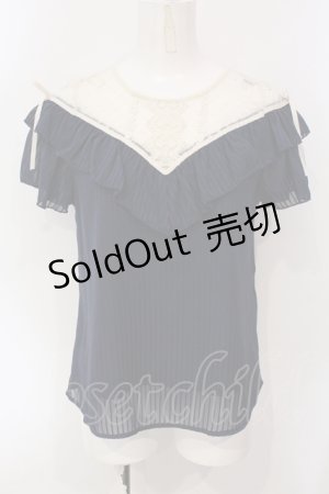 画像: axes femme POETIQUE / ハートチュール切り替えプルオーバー M ネイビー×キナリ O-25-07-07-098-AX-TO-OW-OS