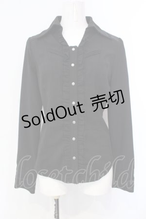 画像: Ozz oneste / チュールフリル開襟ブラウス  ブラック O-25-07-07-011-OO-BL-IG-OS