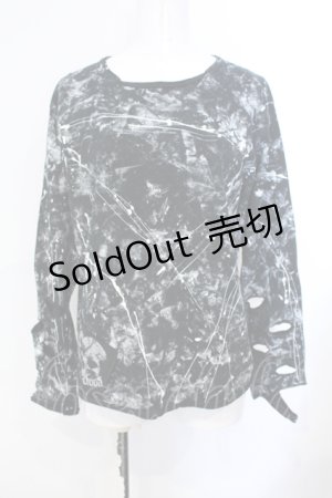 画像: SEX POT ReVeNGe / ペイント長袖カットソー  ブラック×ホワイト O-25-07-07-022-SP-TO-IG-ZS