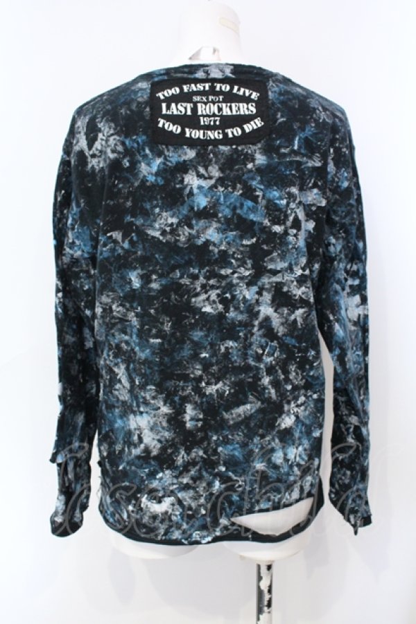 画像3: SEX POT ReVeNGe / ペイント長袖カットソー  ブラック×ホワイト×ブルー O-25-07-07-023-SP-TO-IG-ZI (3)