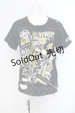 画像: SEX POT ReVeNGe / ジップ配色プリントTシャツ M ブラック×イエロー O-25-07-07-025-SP-TS-IG-OS