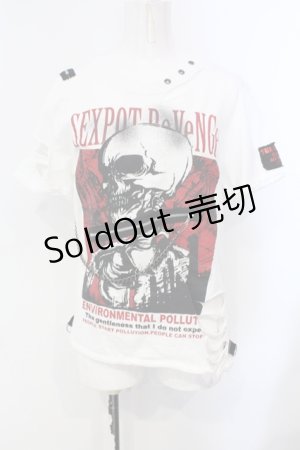 画像: SEX POT ReVeNGe / ジップチェーンプリントダメージTシャツ M ホワイト O-25-07-07-028-SP-TS-IG-OS
