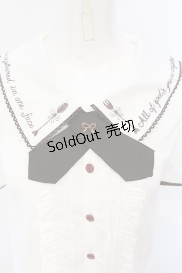 画像2: axes femme POETIQUE / スプーン＆フォーク刺繍ブラウス M オフ×ブラウン O-25-07-08-041-AX-BL-IG-OS (2)