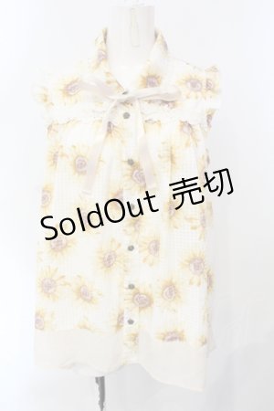 画像: axes femme / ひまわり柄ノースリブラウス M オフ×イエロー O-25-07-08-042-AX-BL-IG-OS