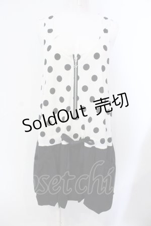 画像: PEACE NOW / 水玉サロペット M ブラック×ホワイト O-25-07-08-047-PU-OP-OW-ZS