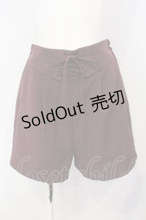 画像: DearMyLoveRose / 選べる丈レースアップパンツ ショート丈M ワイン O-25-07-08-049-EL-PA-OW-ZY