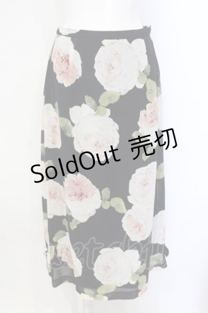 画像: KANEKO ISAO / 大判ローズシフォンスカート  クロ O-25-07-08-057-EL-SK-IG-OS