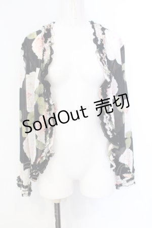 画像: KANEKO ISAO / 大判ローズシフォンカーディガン  クロ×ピンク O-25-07-08-058-EL-TO-IG-OS