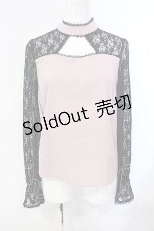 画像: DearMyLove / クロスレースブラウス M ピンク×クロ O-25-07-08-008-EL-BL-OW-OS