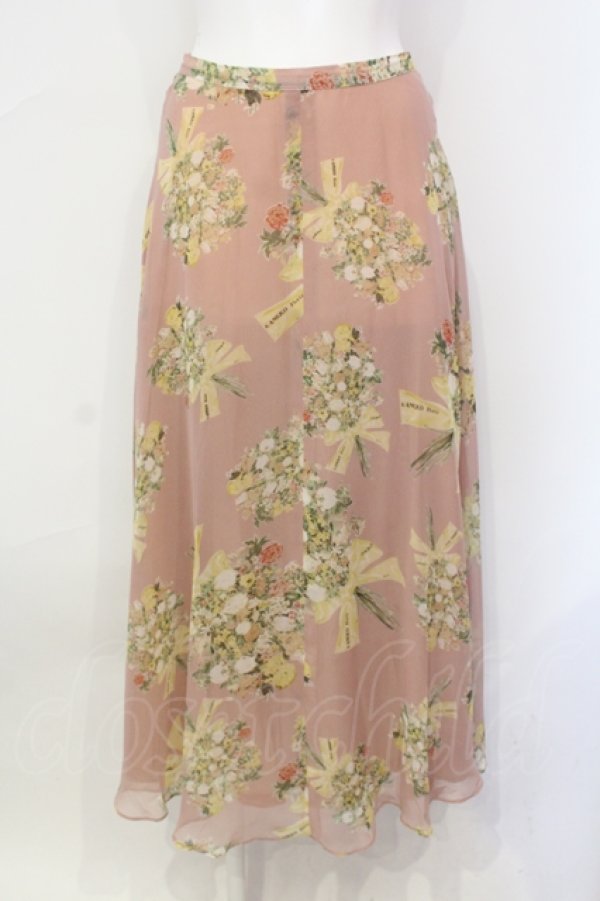画像1: KANEKO ISAO / ブーケ柄シースルースカート  ピンク O-25-07-08-067-EL-SK-IG-ZI (1)